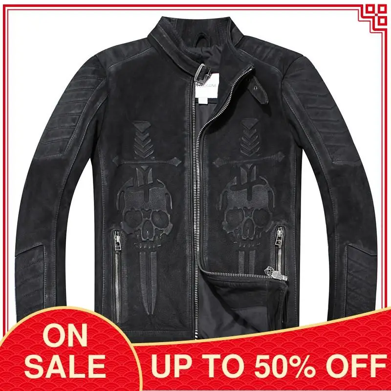 2020 винтажная Черная Мужская мотоциклетная кожаная куртка с американскими