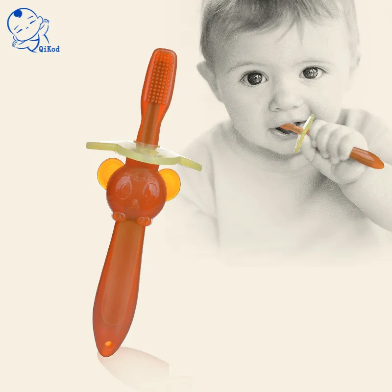 Hot Sale Kids Dental Oral Care Silicone Safe Baby Teether Anti Bacterial Toothbrush Soft Cute Cleaning Bendable Training Tool | Мать и