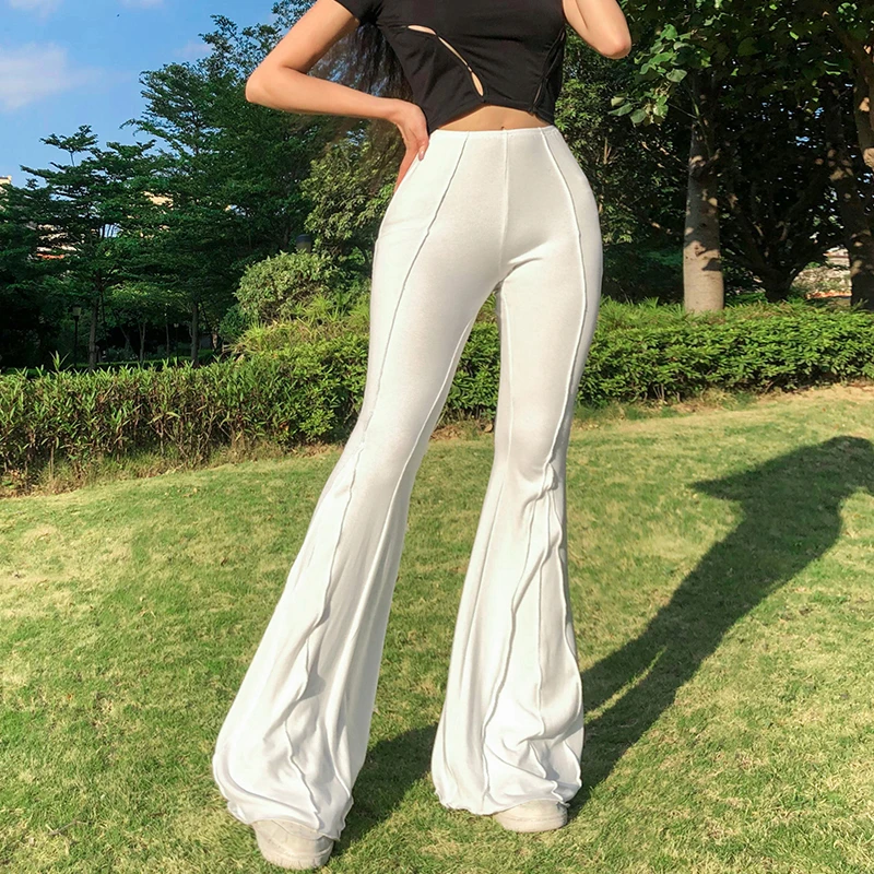White Tight Flared Trousers