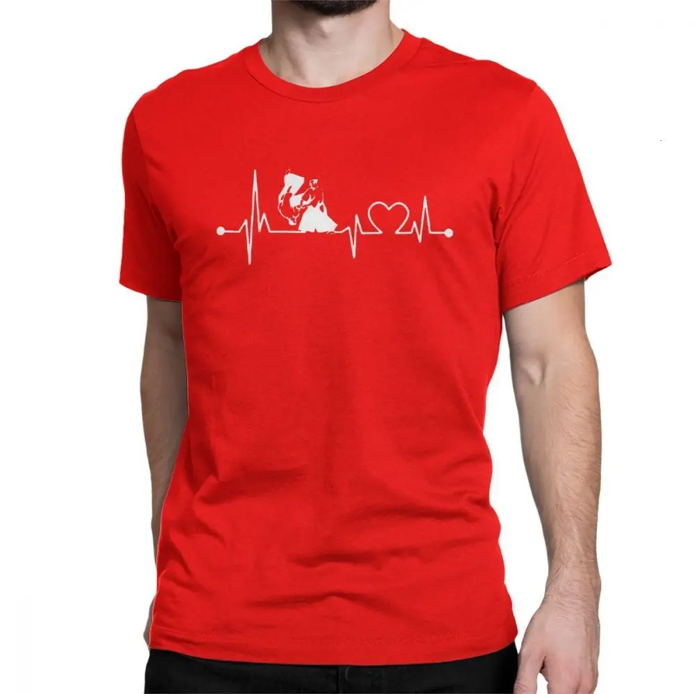 red One yona Aikido Heart Beat Футболка мужская Kote Gaeshi с коротким рукавом Забавные футболки с круглым вырезом Топы из чистого хлопка футболка размера плюс - Цвет: red