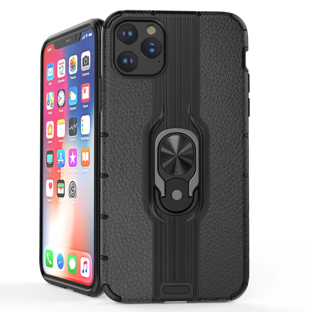Защитный чехол с магнитными кольцами и подставкой для iPhone 11 Pro Max XR XS X 8 7 6 6S Plus