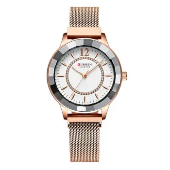 

Curren 9066 New Rhinestone Fashion Quartz Steel Steel Women Watch Mesh Luxury Clock Causal Waterproof reloj mujer