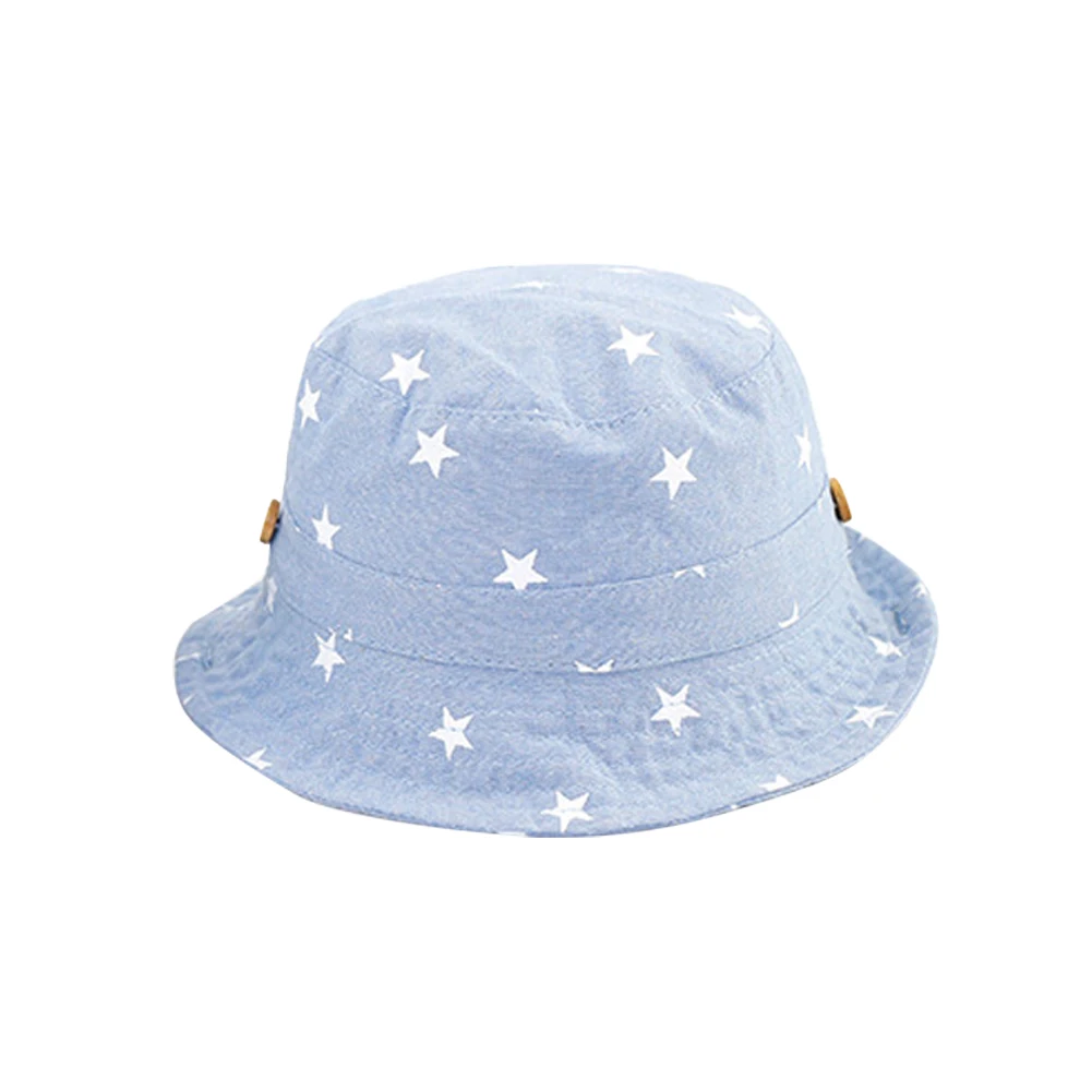 Light Blue Мягкая летняя повседневная детская шляпа колпачок для младенцев универсальная детская защита от солнца Drawstring для мальчиков и девочек с принтом звезды Мода - Цвет: Light Blue