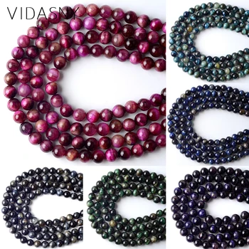

Natural Mineral Beads 6 Colors Tiger Eye Ronud Spacer Beads For Jewelry Making 6 8 10mm Mineral Stone Fit For Bracelets 15Inches