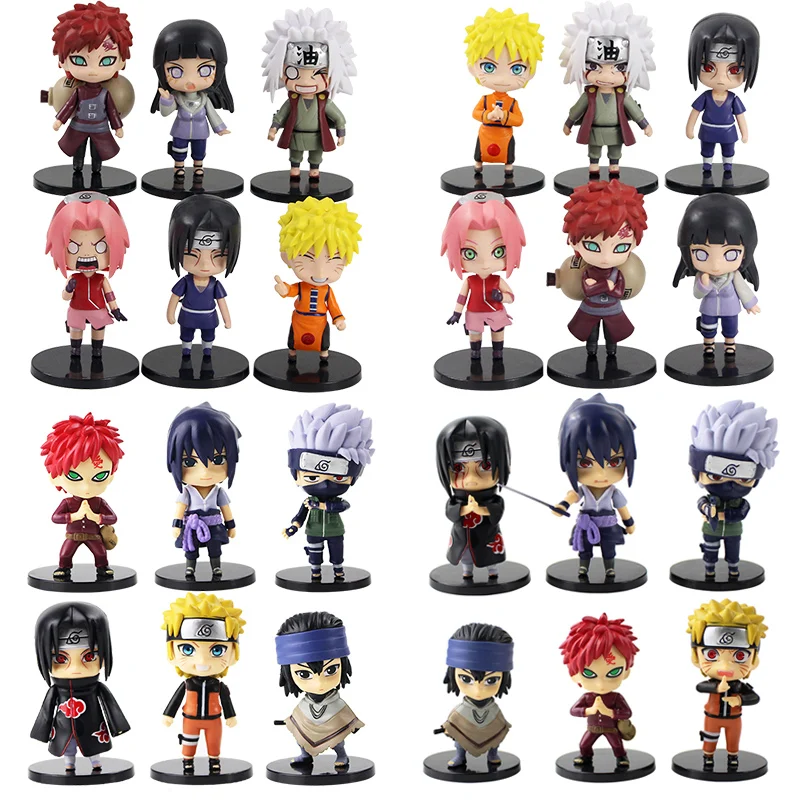 8 10 см 6 шт./компл. Аниме Наруто Q версия Uzumaki Sasuke Kakashi Sakura Gaara Itachi Obito ПВХ фигурка