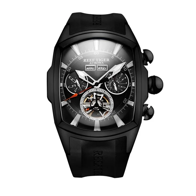 sport watch p1 Мужские автоматические механические часы, мужские спортивные наручные часы Reef Tiger man tourbillon водонепроницаемые наручные часы в Военном Стиле RGA3069 - Цвет: sport watch p1