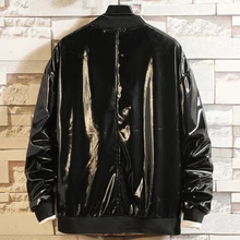 Модные Куртки из искусственной кожи, мужские повседневные пальто, одноцветная куртка со стоячим воротником, бейсбольное пальто для вождения, куртки на молнии с длинным рукавом, красные, черные