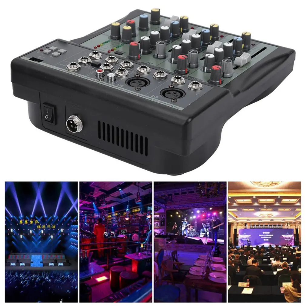 

Professional KY-4S DJ Mixer 4 Channels BT Sound Mixing Console For Karaoke KTV With USB MP3 Jack Live Audio Mixer