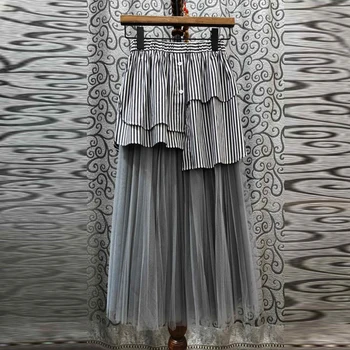 

SuperAen 2020 Spring and Summer New Europe Sashes Women's Skirts Striped Wild Casual Ladies Skirts Fashion Skirts Female