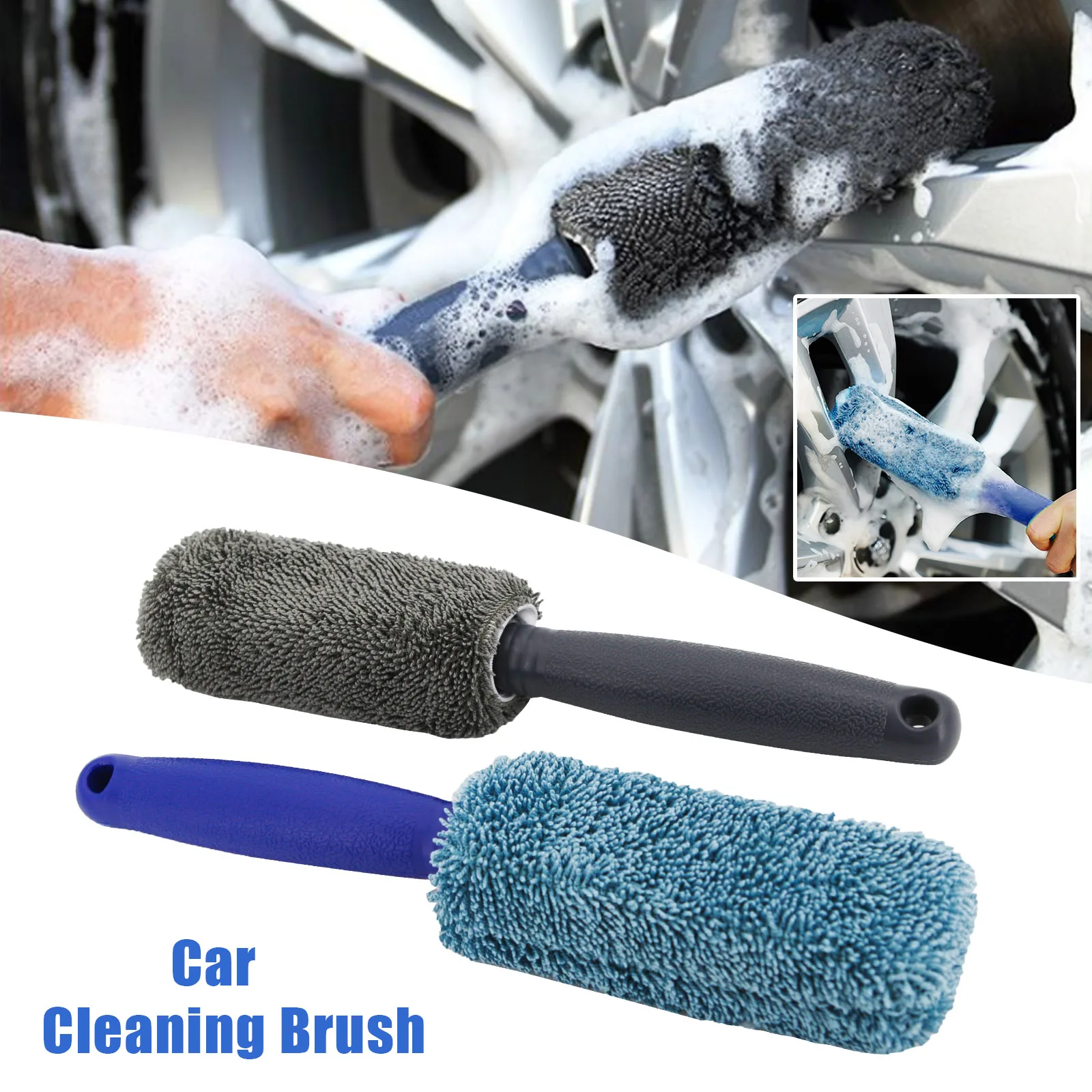 1PC Car Wash Detailing Car Cleaning Brush Microfiber Wheel Rim Brush For  Car Trunk Motorcycle Auto Detailing Brush