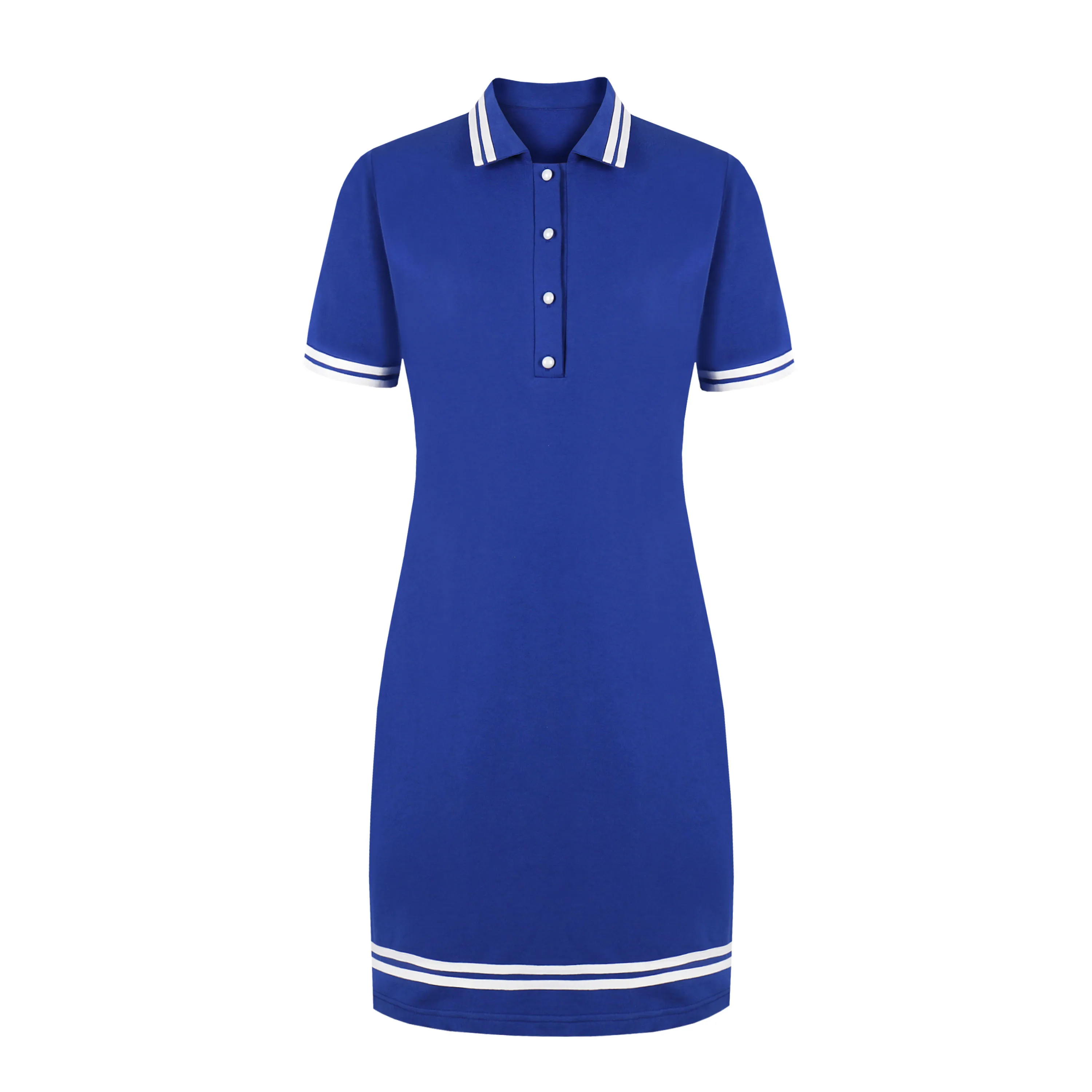 Plus Size 6XL Women Polo Dress Sport Loose Short Sleeves Turn Down
