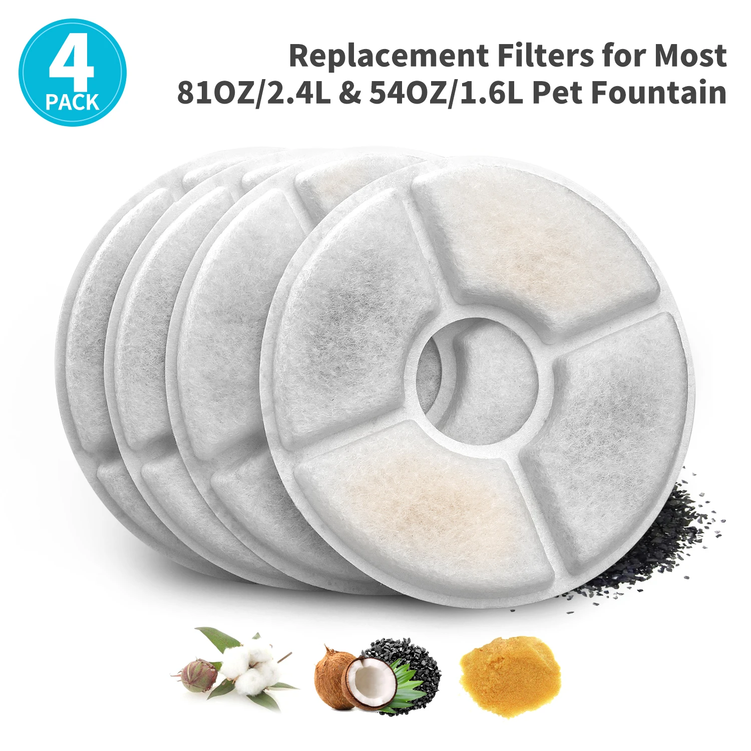 Description Picture 2 of itemReplacement Activated Carbon Filter For Cat Water Drinking Fountain Replaced Filters Flower For Pet Dog Round Fountain Dispenser