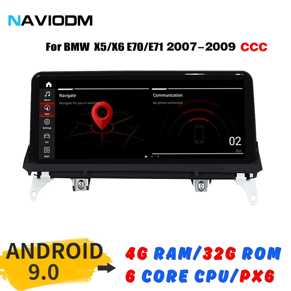 Naviodm Android 9 0 4 + 32G PX6 Автомобильный мультимедийный плеер dvd Авто Аудио для BMW X5 X6 E70 | Отзывы и видеообзор