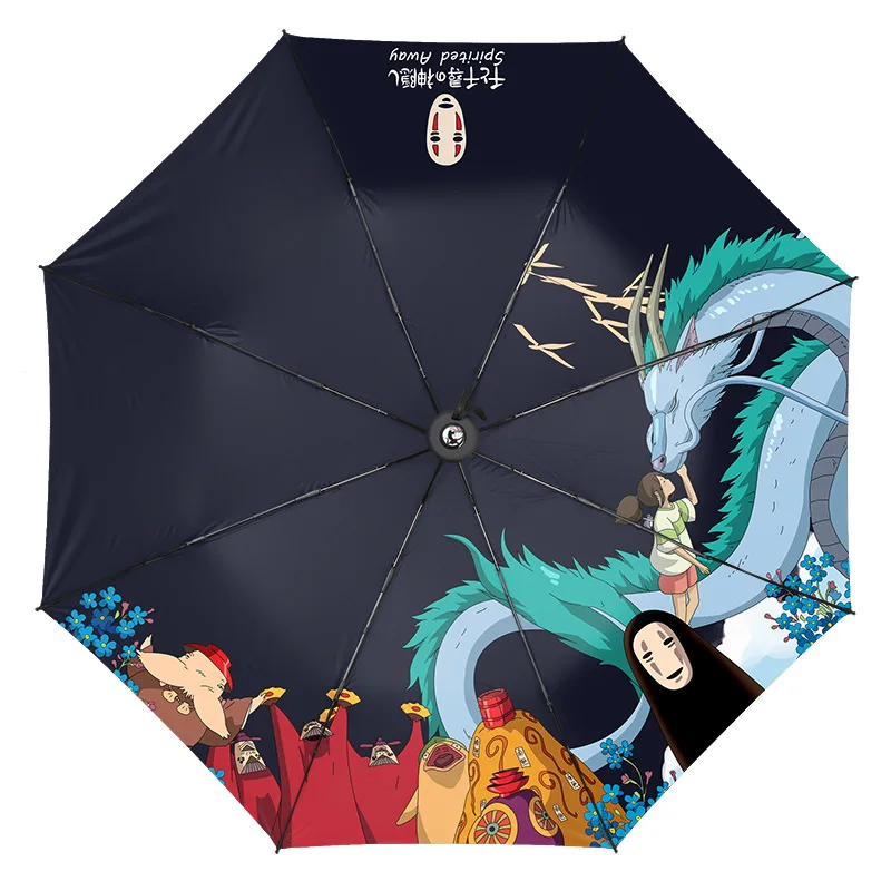 Spirited Away Аниме Зонтик дождь путешествия для женщин унисекс складной зонтик Кики Howls движущийся замок Косплей УФ зонтик для девочек - Цвет: Spirited Away