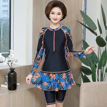 Спортивный купальник размера плюс, танкини, длинный рукав, Рашгард, топ с длиной до колен, юбка, штаны, купальник для женщин, два предмета, купальный костюм