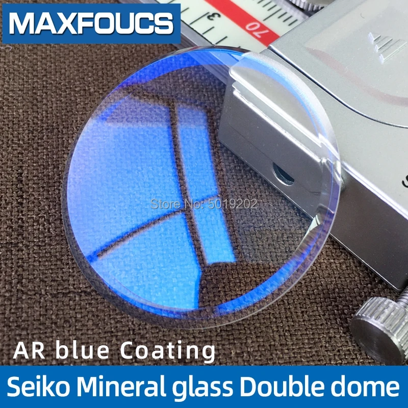 For Seiko Mineral glass Watch Glass Watch partl with Blue AR Coating Double dome 33x3.7x2.3mm ，1 Piecse