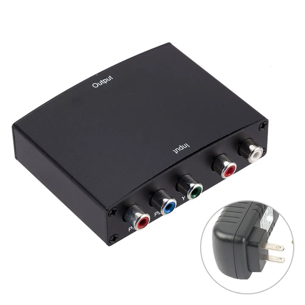 US Plug YPBPR к HDMI адаптер конвертер 1080P YPBPR+ аудио R/L к HDMI конвертер YPbPr к HDMI RGB адаптер с адаптером питания - Цвет: US Plug