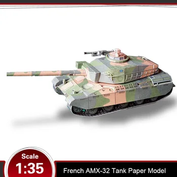 

French AMX-32 Tank 3d Paper Model Stereo Hand-made Drawings Diecast Military Model 1:35 France AMX-32 Chariot Paperwork Toy Car