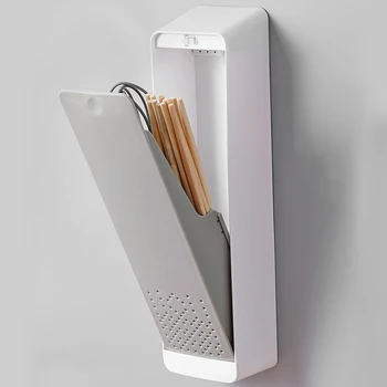 

Chopsticks Cage Fork Spoon Detachable Shelf Cutlery Organizer Wall Hanging Tableware Tube Storage Box ABS Kitchen Punch Free