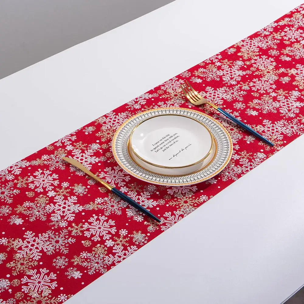 Рождественская Снежинка, настольный флаг с рождеством, красная снежинка, снеговик, длинная скатерть, 270 см, домашний декор, настенный haning@ 30 - Цвет: Table Runner
