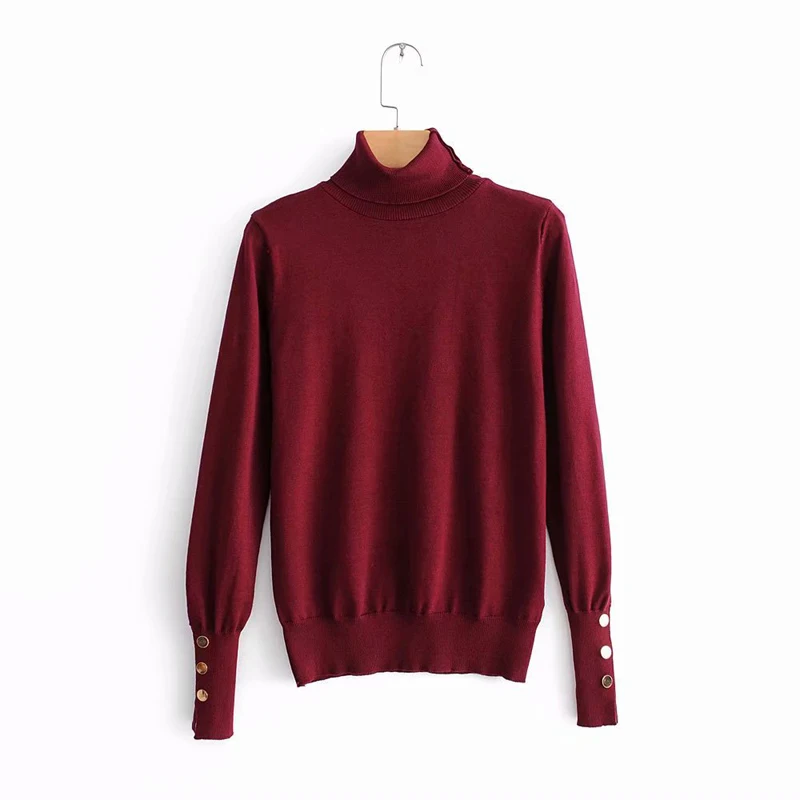 

Womens Sweaters 2019 Winter Turtleneck Sweater Button Pullover Jumper Knitted Sweater Pull Femme Jumper Tops kz026