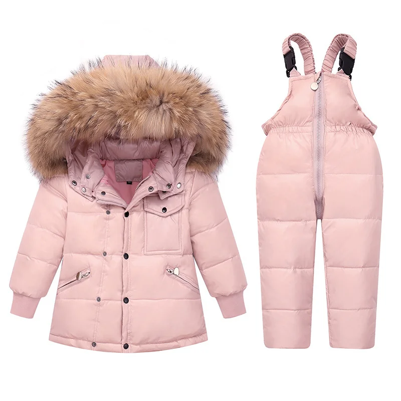 

-30℃ Children Clothing Sets Kids Winter Warm White duck Down Jacket Toddler Girls Overalls Baby Boys Coat infant overcoat parka