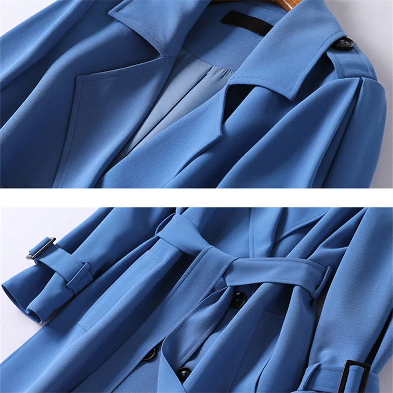 Windbreaker Women Autumn Classic Belt Double Breasted Trench Coat Women Slim Elegant Office Long Business Outerwear Female