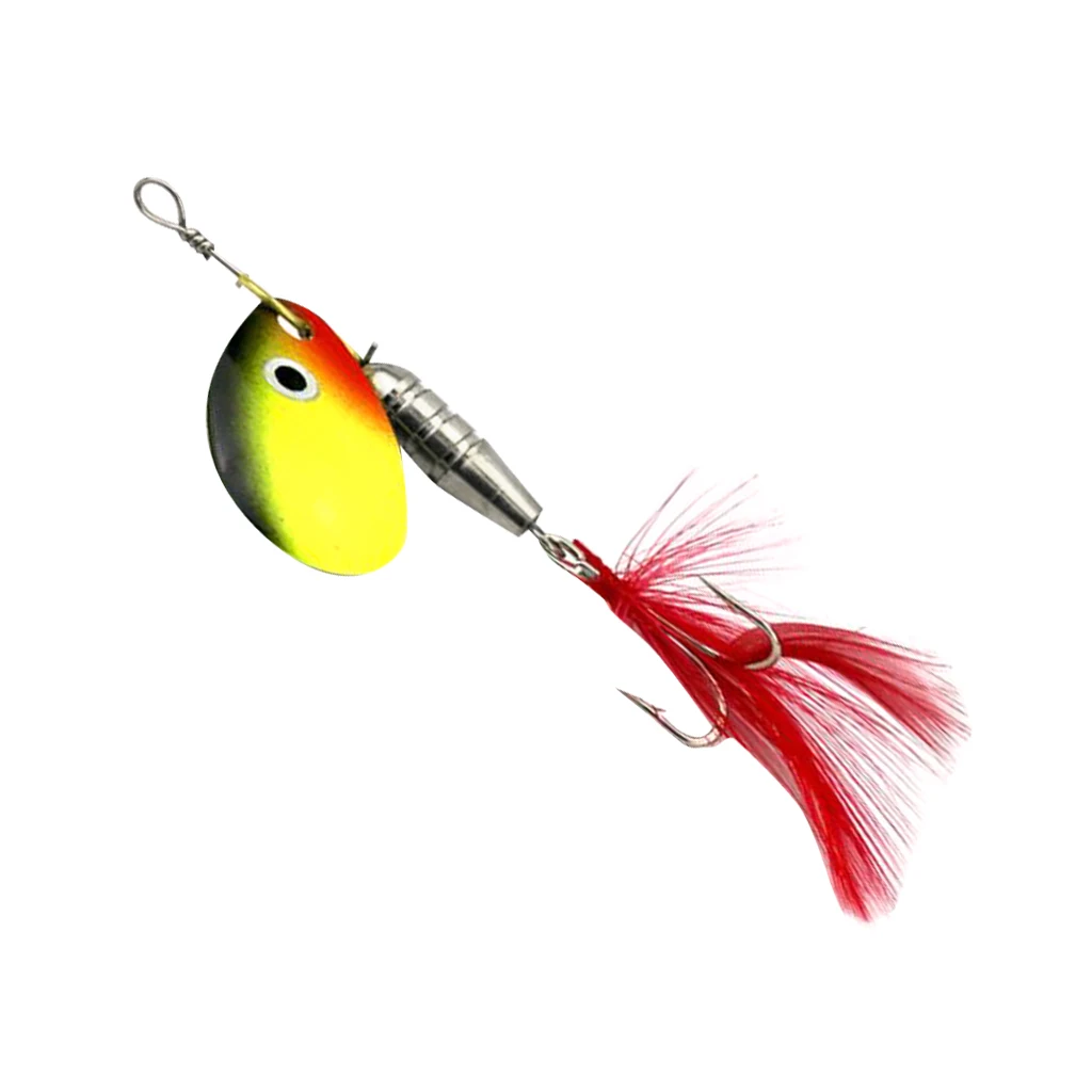 Spoon Fishing Lure Hard Metal Lure Spinnerbait Crankbait with Treble Hooks Artificial Feathers Fishing Baits for Fisherman
