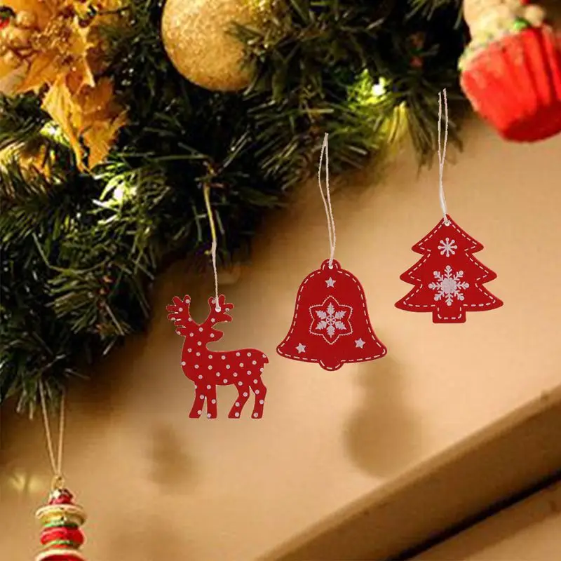 

6 Wooden Box Christmas Pendant Wooden Box Set Home Decoration Crafts Wood Chips Christmas Tree Decoration Props Small Gifts