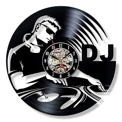 Виниловая пластинка настенные часы современный дизайн DIY ваш DJ рок имя Висячие Часы 12 дюймов креативная музыкальная тема настенные часы домашний декор - Цвет: DJ 6