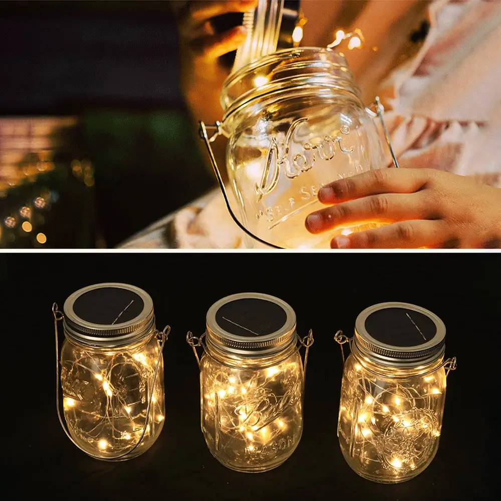 20LED теплый белый водонепроницаемый Солнечный Мейсон козырек вешалка для ремня Мейсон банка Открытый сад задний двор украшение на Хэллоуин