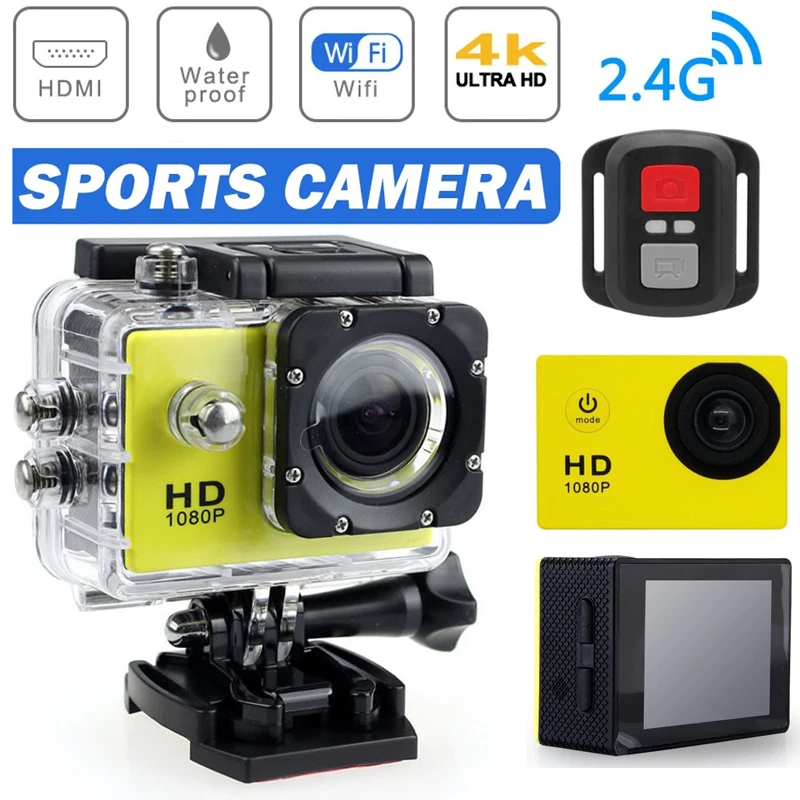 Mini Action Camera Ultra HD 4K WiFi Sports Cmaera 2.0 inch Screen 30m Waterproof Underwater Recording Cam Cameras | Электроника