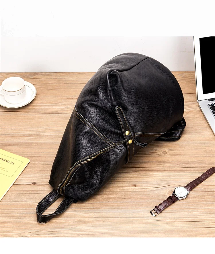 Мужской рюкзак из натуральной кожи, треугольник, большая емкость, сумка для ноутбука, школьные мужские Наплечные сумки, бизнес-креативный подарок