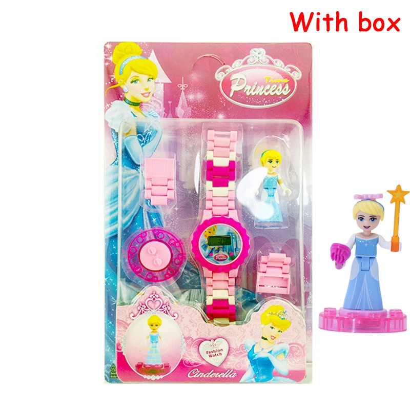 princess blue boxed Buzz Lightyear блочные часы, игрушки для детей, забавные вращающиеся строительные блоки, электрическая фигурка, игрушка для мальчика, рождественские подарки - Цвет: princess blue boxed