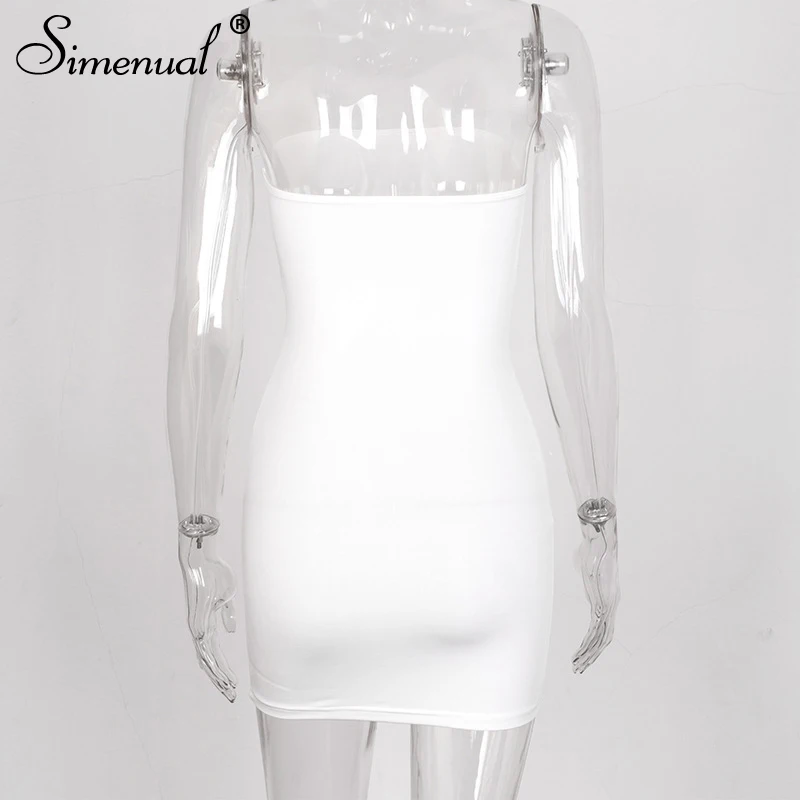 Simenual Bodycon Solid Women Mini Dress Hollow Out Strapless Sexy Hot Party Clubwear Fashion 2020 Summer Skinny Dress Wrap Chest