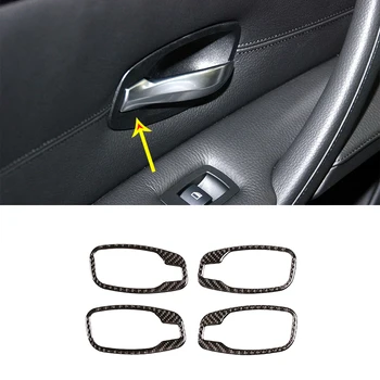 

3D Carbon Fiber Inner Handle Frame Sticker For BMW 5 Series E60 E61 2004-2010 Car Accessories 4 Pcs