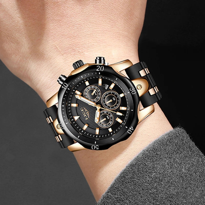 LIGE – Montre-bracelet style sport pour homme, accessoire à quartz, étanche, moderne de top marque, décontracté, militaire