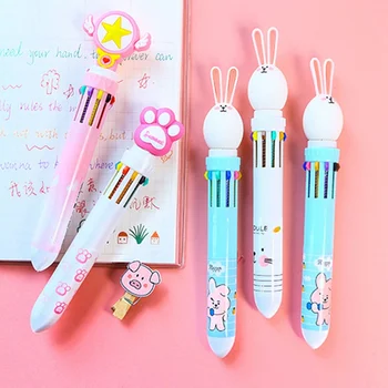 

Creative Cartoon Cute Rabbit Unicorn Duckling Ten-color Ball Pen Student Color Graffiti Pen Girl Multi-color Press Ball Pen
