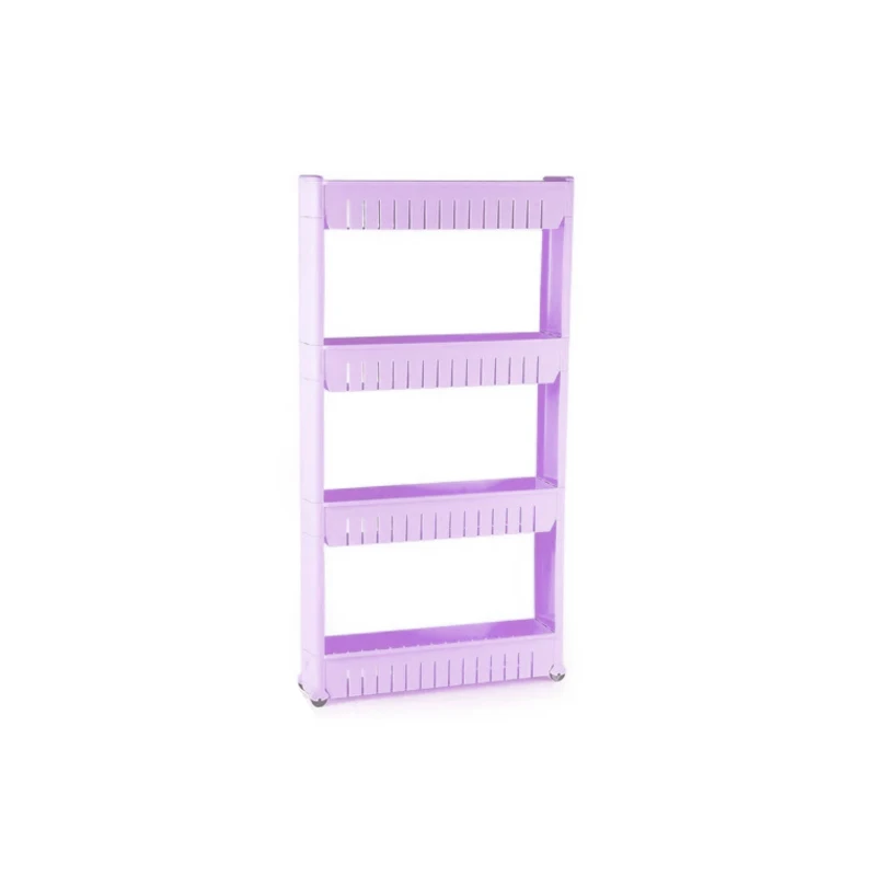 purple 4-layers 1/шт зазор для кухонного хранения полка тонкая горка башня подвижная сборка Пластиковая Полка для ванной комнаты колеса пространство 3 слоя высокое качество - Цвет: purple 4-layers