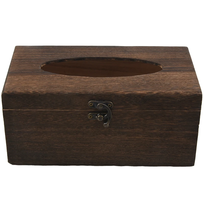 1PC Useful Wooden Retro Tissue Box Cover Paper Napkin Holder Case Home Car Decor