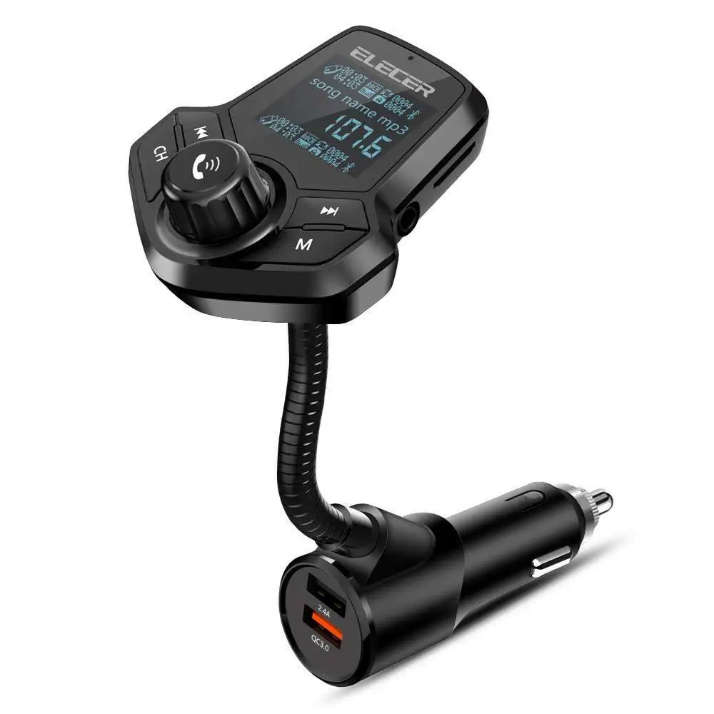Новейший беспроводной черный Bluetooth fm-передатчик автомобильный комплект MP3 музыкальный плеер QC3.0 2.4A быстрое двойное USB зарядное устройство адаптер питания