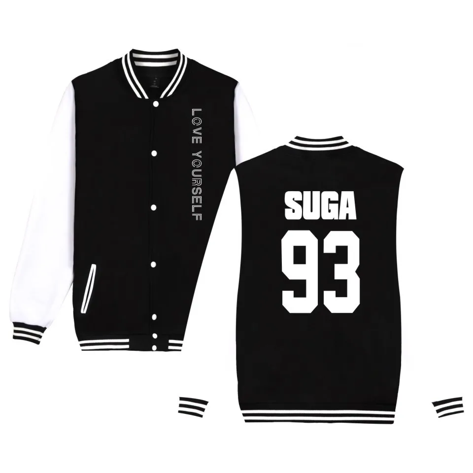 New Bangtan Boys Love Yourself Baseball Jacket Bomber High Quality Jackets Men/Women SUGA JIMIN Clothes K-pop Sweatshirt | Женская