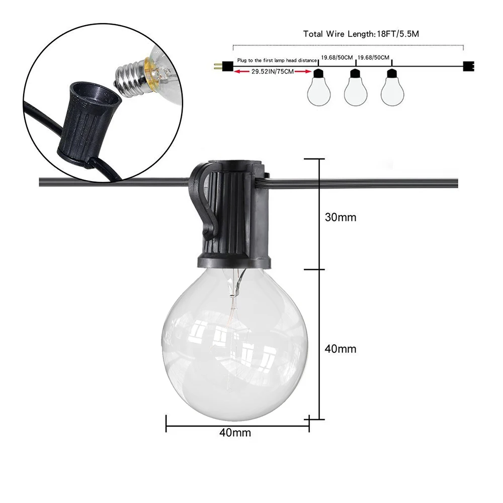 25FT-Patio-string-light-Christmas-G40-Globe-Festoon-bulb-fairy-string-light-outdoor-party-garden-garland