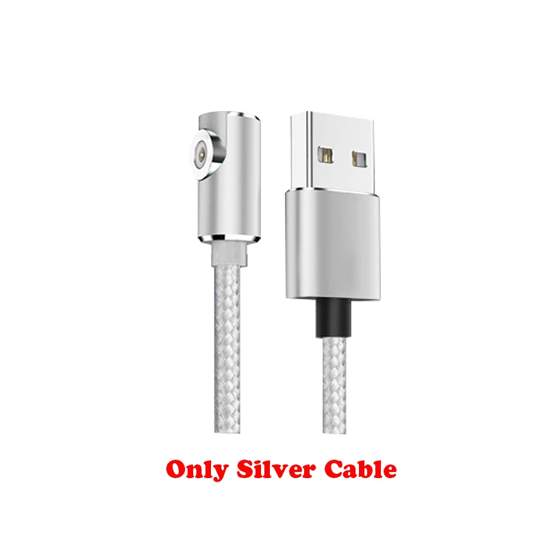 Магнитный usb-кабель для зарядки 1 м/2 м, адаптер Micro usb type C, зарядное устройство с углом 90 градусов, кабель для быстрой зарядки для iPhone huawei - Цвет: Silver Cable
