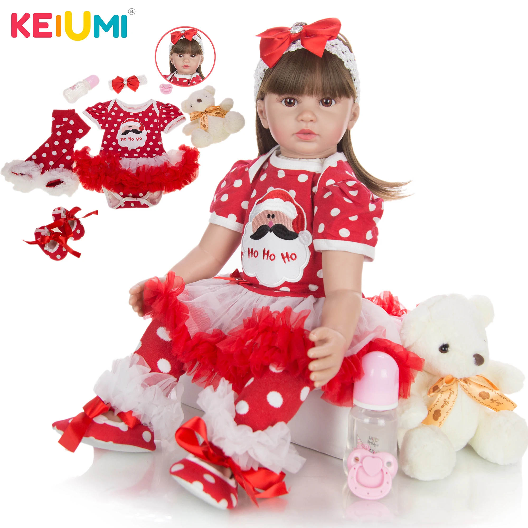 KEIUMI прекрасный принцесса с длинными волосами Reborn для маленьких девочек куклы 60 см Силиконовые Рождество эксклюзивный Reborn baby Модная Кукла