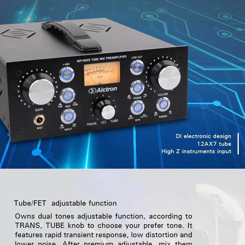 Alctron MP100V2 pro recording studio tube& fet mic усилитель с многофункциональными ручками, тщательно усиливает каждый сигнал предусилителя