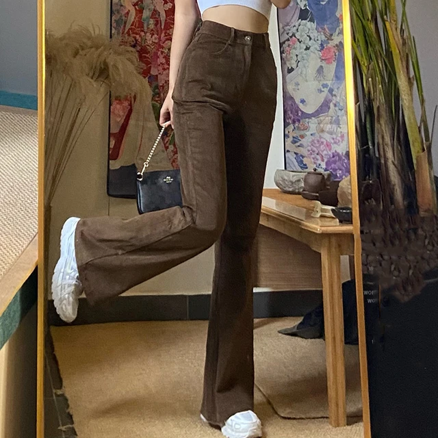 Vintage Brown Slim Flared Jeans Women 