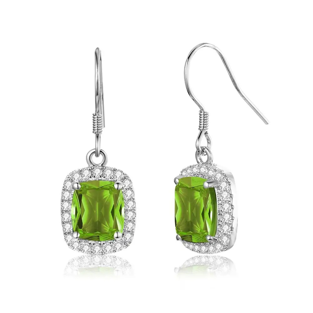

Real 925 Sterling Silver Earrings Peridot With Diamond Drop Earrings For WomenFine Jewelry New Trendy 2020 Luxury Fashion Bands