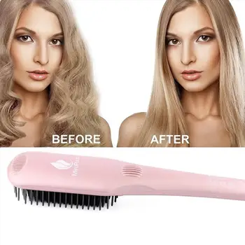 

2-in-1 Ionic Enhanced Hair Straightener Brush ship from US drop shipping