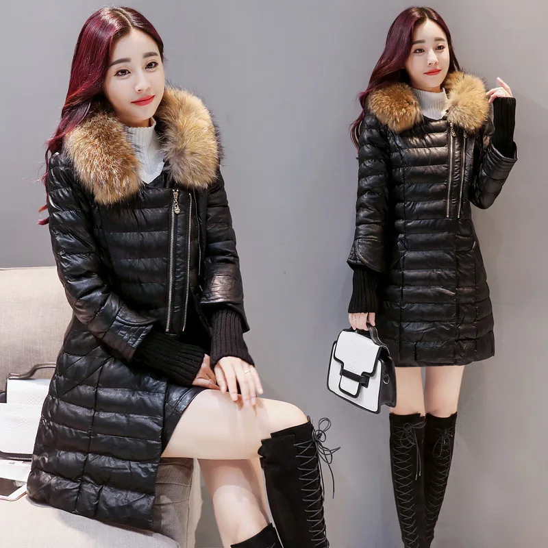 

2018 Winter Hbljr1132 with Genuine Fur Collar Fashion Elegant Leather Cotton-padded Clothes Entity
